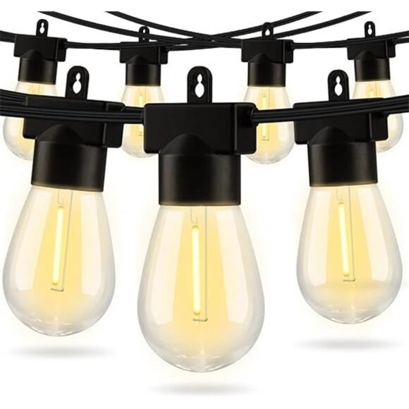 96FT(48FTx2) LED Outdoor String Lights Outside Patio Yard Lighting Waterproof - Picture 7 of 7